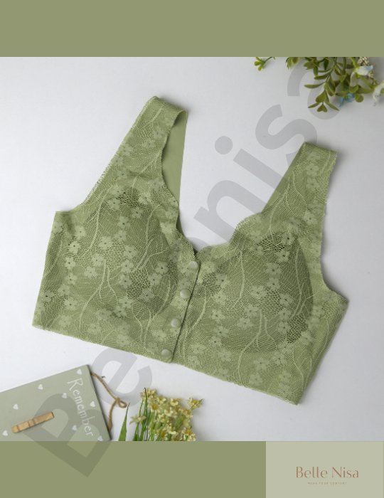 BelleNisa Soft Padded Front-Open Lace Bra – Comfortable & Convenient